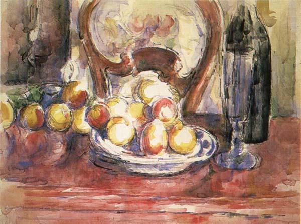 Paul Cezanne Nature morte,pommes,bouteille et dossier de chaise china oil painting image